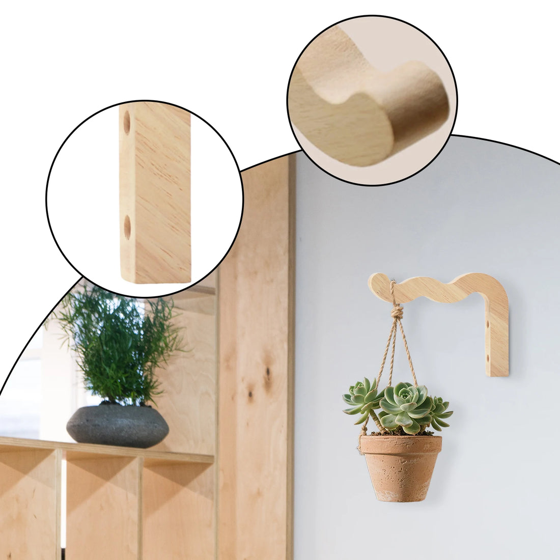 Plant Hanger Farmhouse Sturdy Bracket Flower Basket Hanger Wall Mount for Light Planter Pot Wind Chime Macrame Garden Decoration