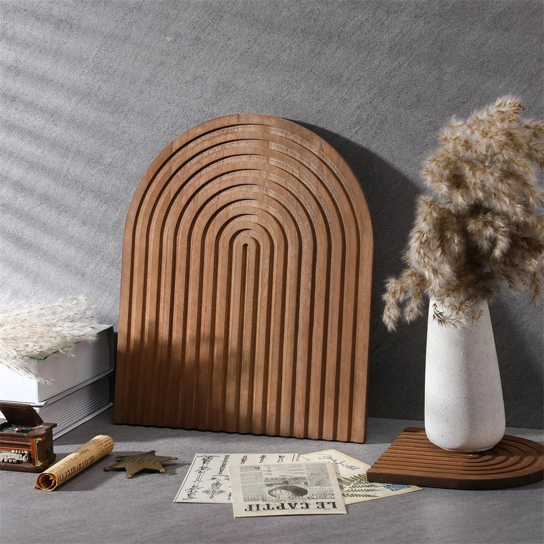 Wooden Wave Arch Shaped Cutting Board Boho Style Decorative Wooden Cutting Board Home Decor for Kitchen Dining Room Living Room