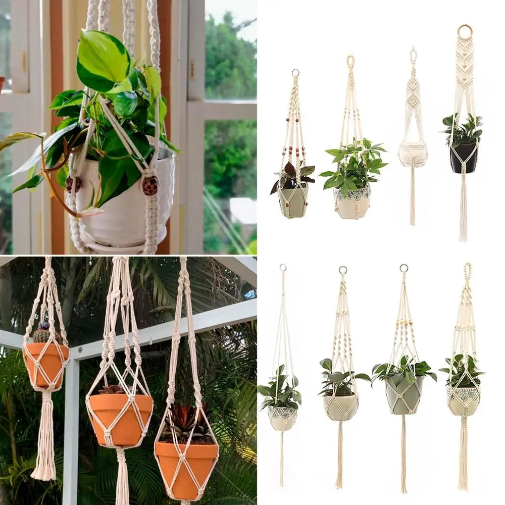 Handmade Macrame Plant Hanger Flower Pot Planter Hanger for Wall Decorations Courtyard Garden Hanging Planter Hanging Basket