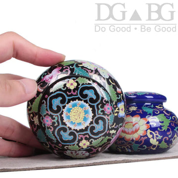 Ceramic Urn Cremation Urns For Pet Mini Funeral For Human Ashes Memorial Gift Casket Ash Honden Black Blue Enamel Lotus Flower