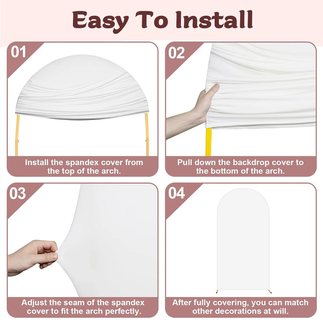 1Pc Arch Stand Cover Wedding Flower Door Decoration Polyester Elastic Set Background Cover Prop Used for Banquet (Without Shelf)
