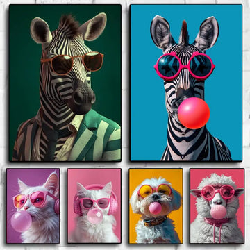 Vibrant Animal Bubble Fashion Poster HD art sticky wall waterproof home living room bedroom bar aesthetic decoration