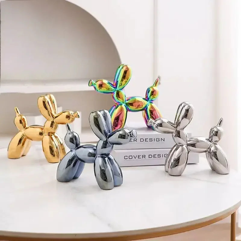 Nordic Ceramic Balloon Dog Abstract Ornament Creative Sculpture Study Room Statue Home Office Accessories Festival Decoration