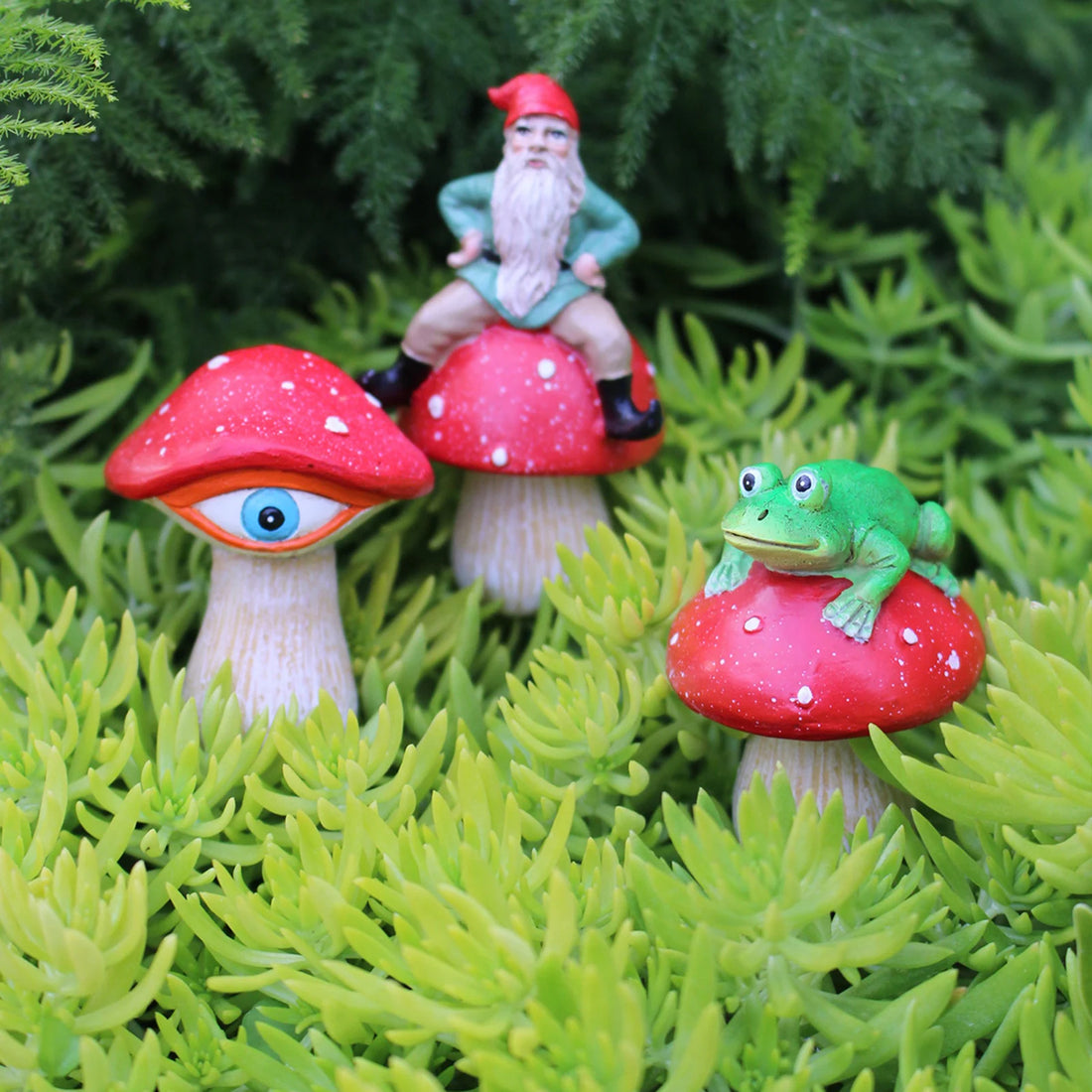 3pcs Frog Gnome Mushroom Statues Garden Decor Set Resin Flower Pot Ornament For Outdoor Decoration Garden Vase Sculptures