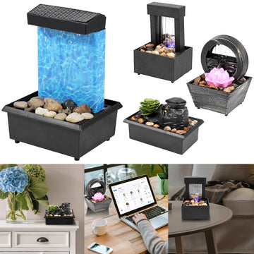 Tabletop Fountain Battery/Usb Operated Mini Indoor Water Fountain Creative Flowing Water Ornaments Desktop Water Fountain