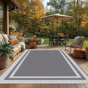 Plastic Tube Woven Outdoor Carpet Patio Motorhome Camping Rugs Foldable Picnic Carpet Portable Summer Waterproof Beach Floor Mat