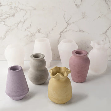 New Round Mouth Vase Silicone Mold DIY Concrete Candle Holder Flowerpot Resin Molds Candlestick Ornament Making Craft Gifts