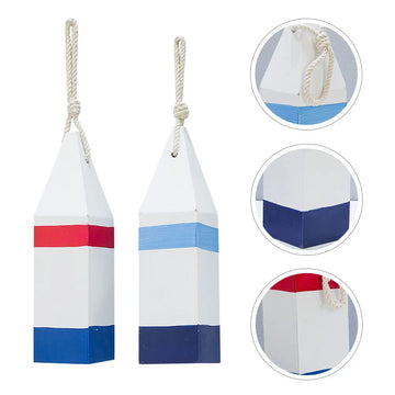 2pcs Wooden Buoy Hanging Mediterranean Nautical Decoration Home Office Wedding Wall Ornament Door Pendant Wall Decorations Wood