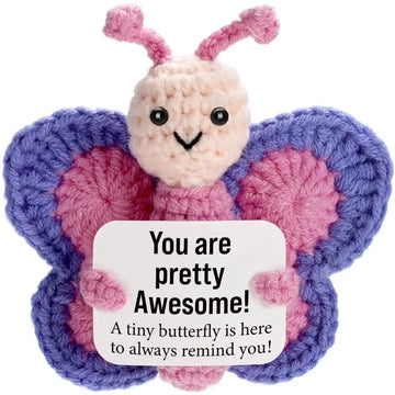 Positive Crochet Butterfly Gift for Women, Mini Handmade Emotional Support Plush for Friends, Girls, Teachers Birthday Christmas