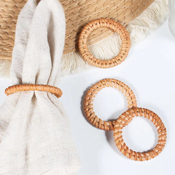 Cross-Border Napkin Ring New Wooden Woven Napkin Buckle Creative Rattan Napkin Ring Hotel Restaurant Table Amazon