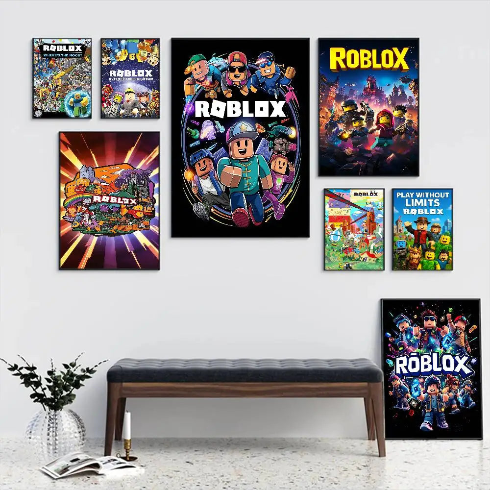 Game R-Roblox Whitepaper Poster Waterproof Paper Sticker Coffee House Bar Aesthetic Art Wall Painting