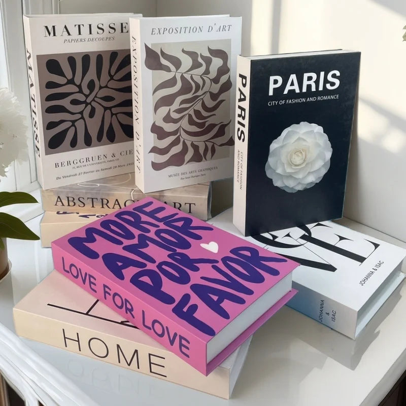 Open Luxury Fake Book Storage Box Abstract Decorative Books Design Coffee Table Books Bedroom Shelf Ornament Interior Home Decor