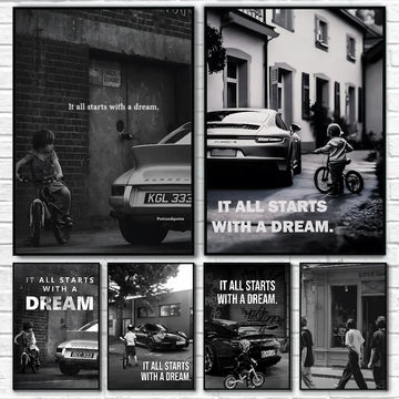 1PC Luxury Super Cars Motivational Quote Dreams Artwork Inspiring Poster Paper Print Home Living Room Bedroom Entrance Bar Cafe