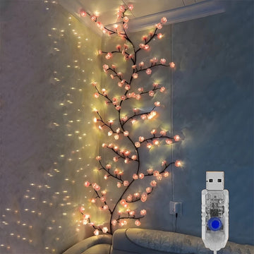 USB Wall Mounted LED Branch Lights Cherry Blossom Vine Lights 72 LED 8 Modes For Indoor Christmas Decoration Walls Doors Window
