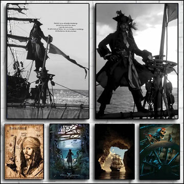Pirates Of The Caribbean Poster Self-adhesive Art Waterproof Paper Sticker Coffee House Bar Room Wall Decor