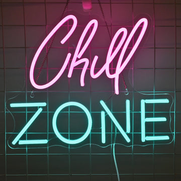 Chill Zone Neon Signs Led Lights Custom Dimmable USB Powered For Bedroom Decor Game Room Bar Man Cave Switch Light up Sign Neon