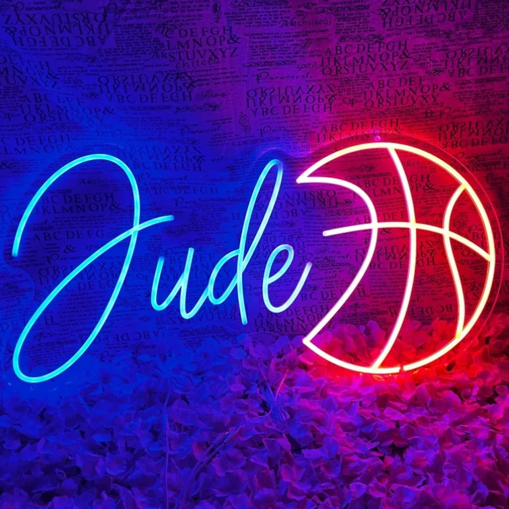 Custom Basketball Neon Signs For Wall Decor Led Dimmable Name Neon Light For Party Home Room Decoration Customized Gifts For Kid