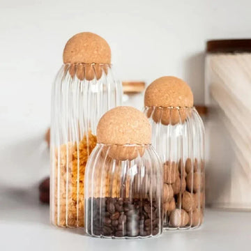 Cork Stopper Transparent Glass Sealed jar High Borosilicate Glass can Kitchen Food Tea Candy Coffee Beans spices Storage Tank