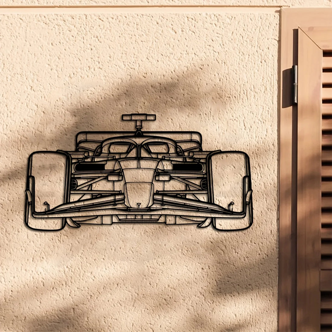1pc Racing Car Silhouette Metal Wall Art, 15.74*8.11 inches - Elegant Black Iron Decor Ideal for Home Patio Balcony