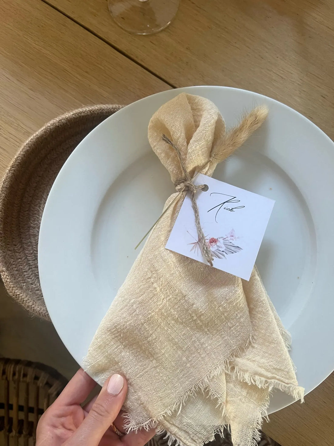 10 Pieces 32x32cm Cream Rough Edge Gauze Napkins 100% Soft Cotton Fabric Serviette Kitchen Tea Towels For Easter Party Supplies