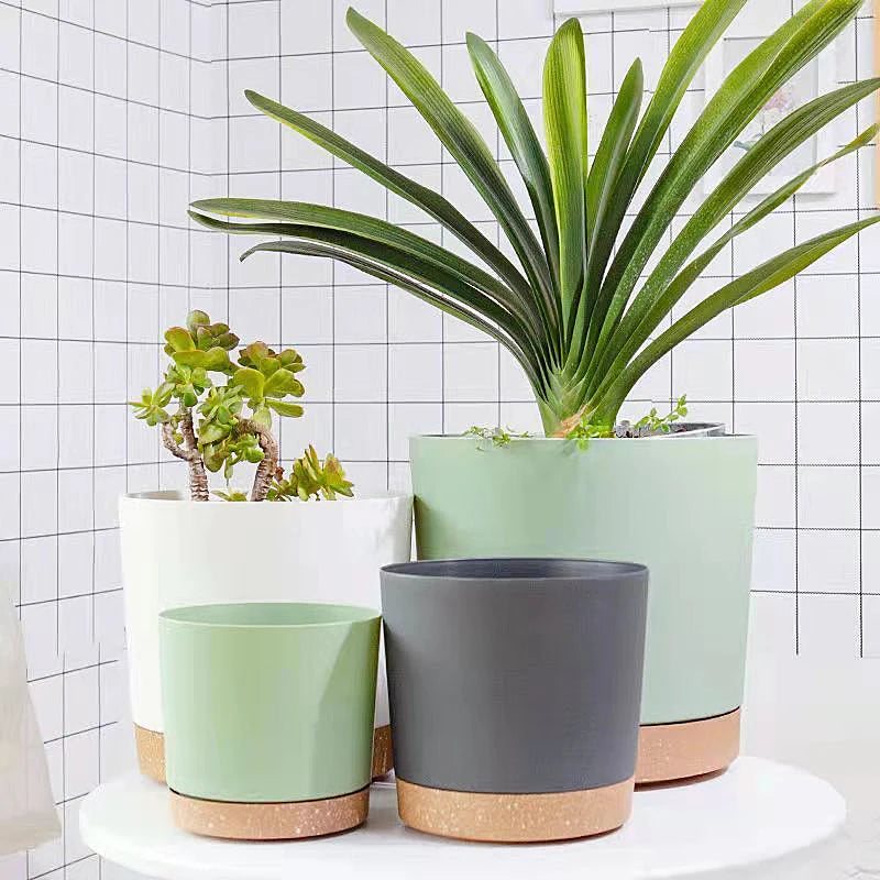 Plastic Flowerpot Flower Plant Pot Balcony Courtyard Potted Plants Bonsai Flowerpot with Drainage Home Garden Tray macetas