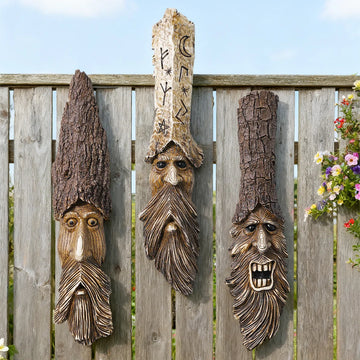 1PC, modern creative bark elf shaped tree trunk decorative pendant, resin material garden decorative handicraft