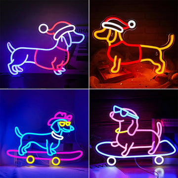 Dachshund Neon Sign For Wall Decor Cute Dog Neon Sign Led Light Up Sign For Pet Shop Bedroom Party Art Wall Dimmable Decor USB
