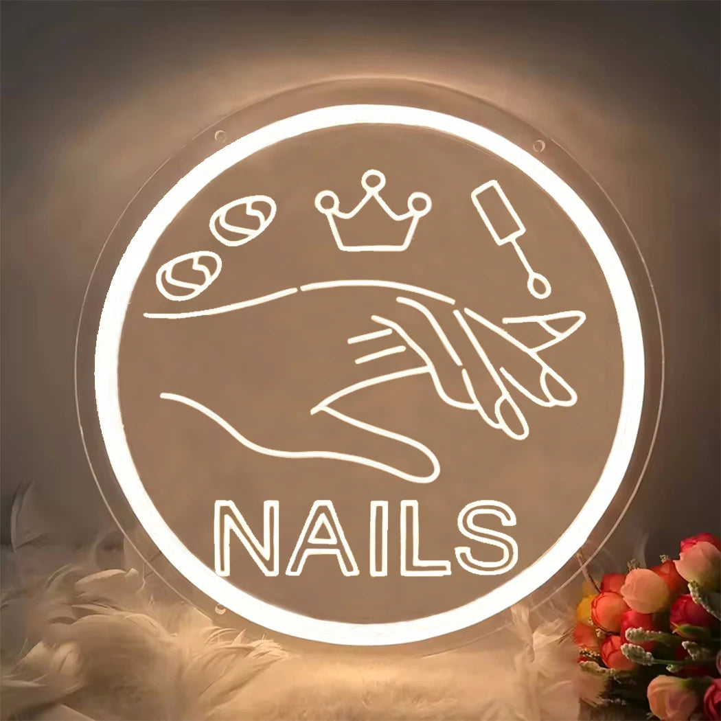 Nails Neon Sign LED Circular Carving Neon Light For Nail shop Beauty Shop Decoration Business Signs Room wall Decoration Lights