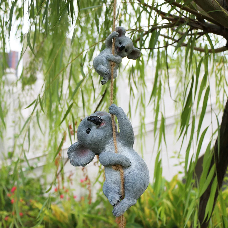 1pc Adorable  Resin Swing Koala Bear Figurine - Perfect forFairy Garden Decoration and Outdoor Tree Hanging Decor!
