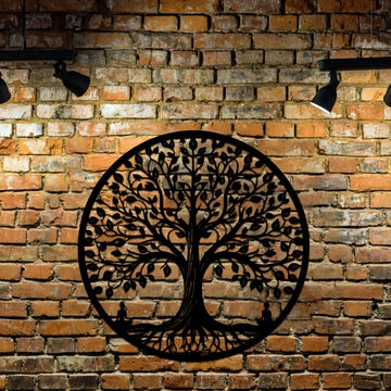 [Nature Tree] Retro Iron Tree of Life Wall Art 1pc, Metal Laser Cut Line Art, Nature-Inspired Home Decor