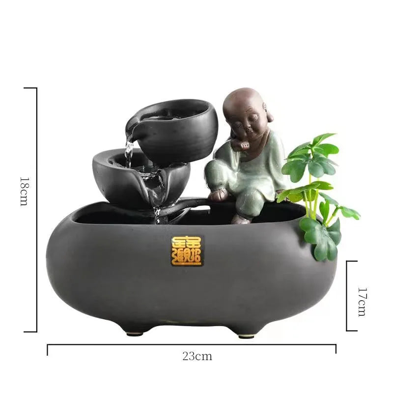 Creative Desktop Waterfall Waterer Fish Tank Landscape Decor Pet Fountain Ceramic Cat Water Fountain Indoor Decor Zen Drinker