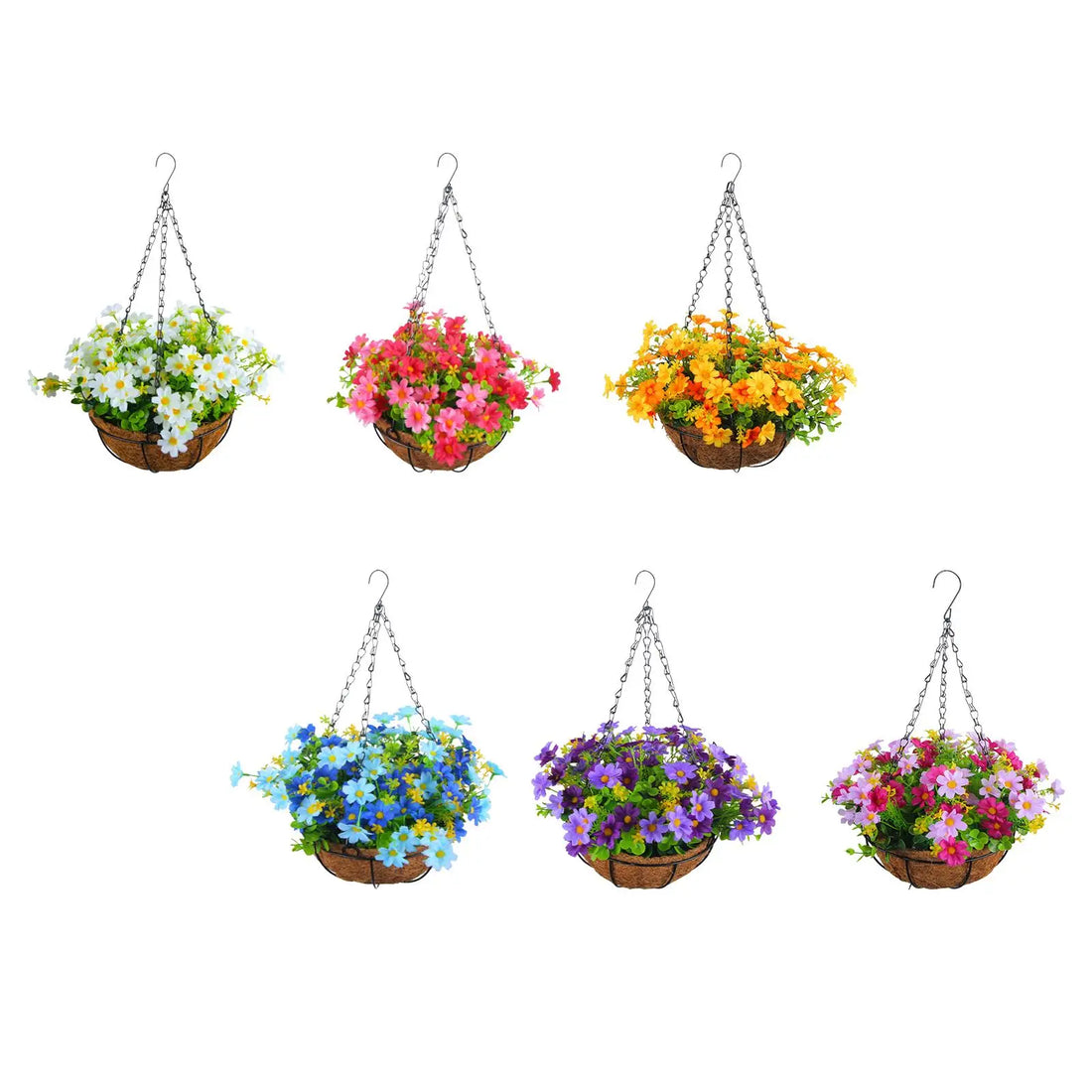 Artificial Hanging Flowers in Basket Ornament Flower Centerpieces Hanging Plant Chain Flower Pot for Lawn Yard Garden Patio