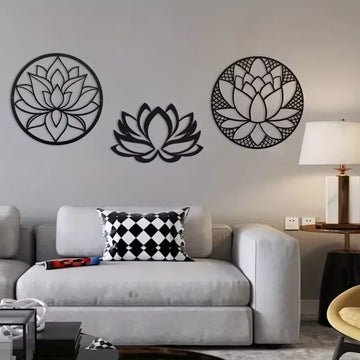 Metal Lotus Shape Wall Hanging Decorations - Stylish Indoor Décor, Elegant Dining Room Wall Art, Modern Wall Sticker Accent
