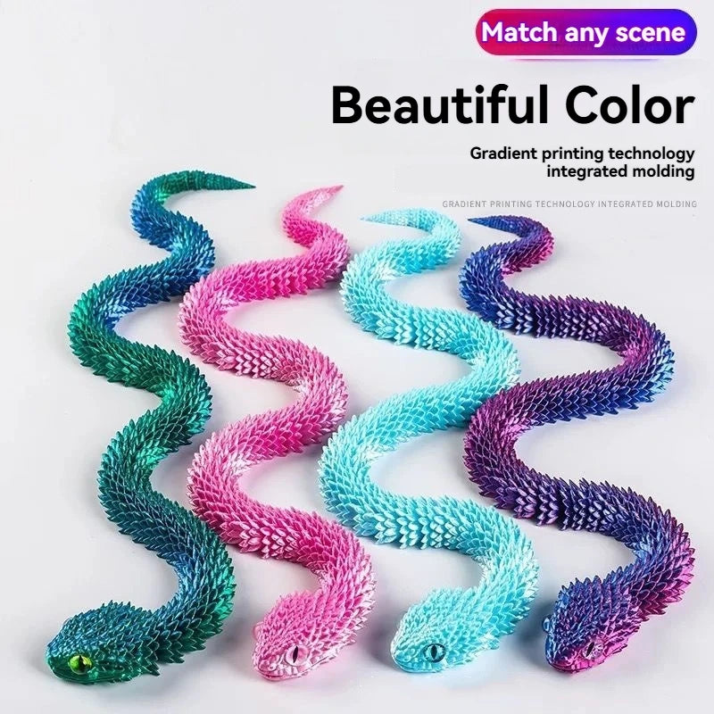 New 30cm Poseable Viper Snake Figurine 3D Printed Realistic Animal Model With Movable Joints Miniature Desktop Ornament Decor