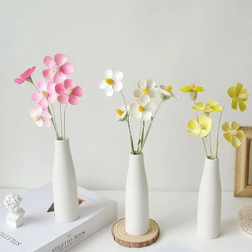 White Ceramic Bud Vase Small Flower Vases Hydroponic Plants Pot Modern Decorative Vases for Home Living Room Dining Table Decor
