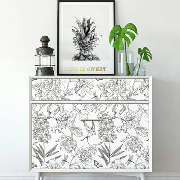 Simple Line Self-Adhesive Wallpaper Modern Flower PVC Waterproof Wallpapers Home Decoration Furniture Cabinet Wall Stickers