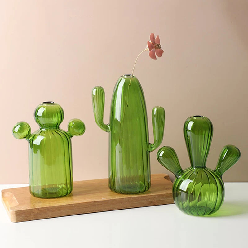 Cactus Glass Vase For Room Decoration Decorative Glass Bottle Hydroponics Plant Modern Transparent Vase Crafts Living Room Decor