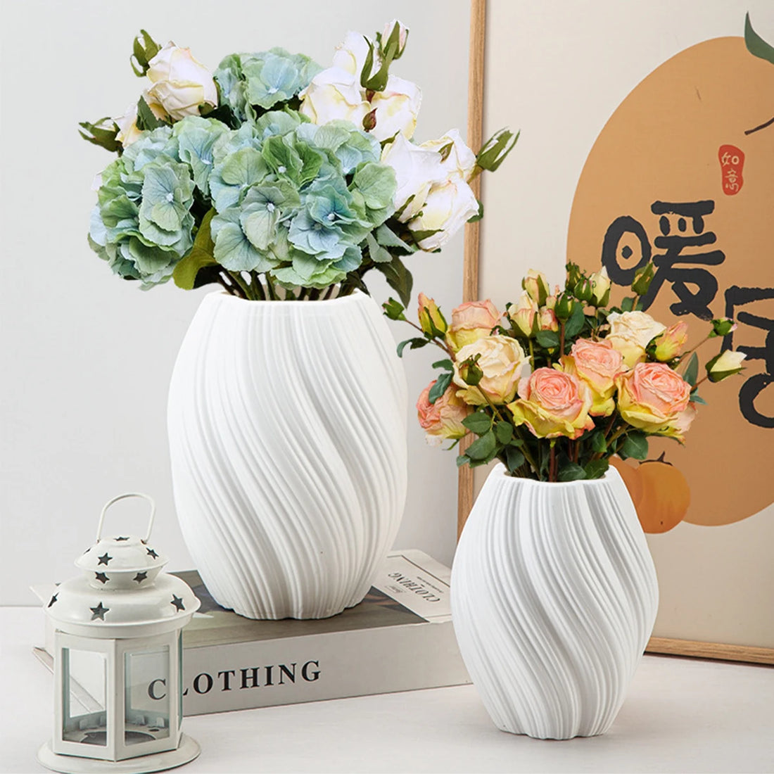 1PC Wave Shaped Plastic Vase Home Living Room Office Flower Arrangement Decoration Crafts Wedding Table Center Vase Ornament