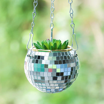 Disco ball hanging flower creative hanging basket, plant planting basin, garden decoration
