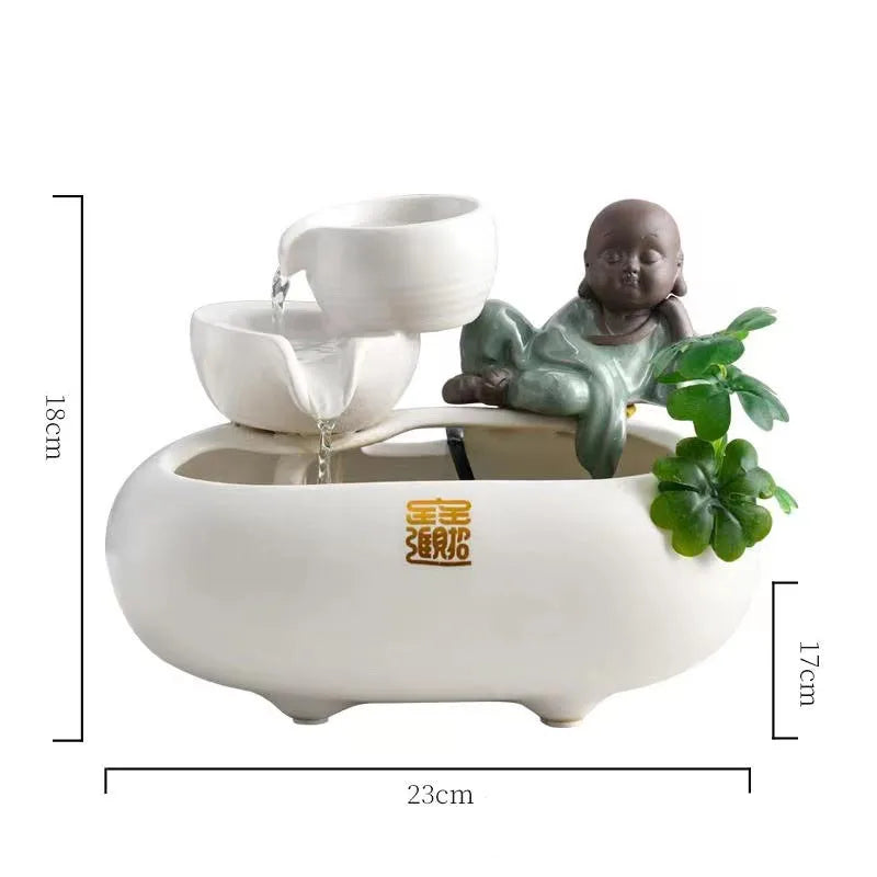 Creative Desktop Waterfall Waterer Fish Tank Landscape Decor Pet Fountain Ceramic Cat Water Fountain Indoor Decor Zen Drinker