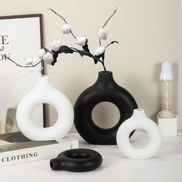 Nordic White Vase - Ceramic-Look Plastic for Modern Decor, Desktop & Living Room Flower Pot