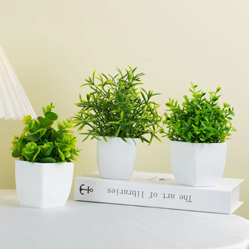 Artificial Green Bonsai Fake Plant Eucalyptus Flower Potted Plant for Outdoor Indoor Home Garden Bedroom Decor