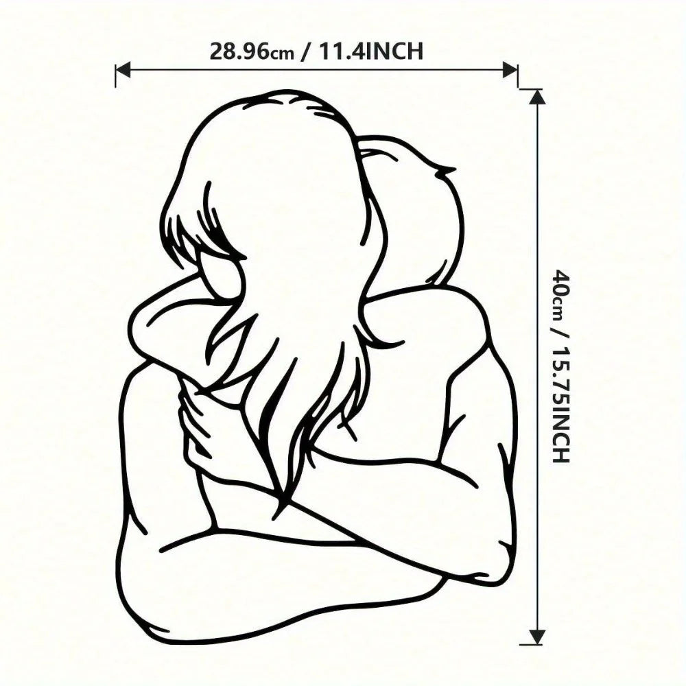 Valentine's Day Metal Wall Sculpture|Embracing Lovers Contour,Indoor/Outdoor,Halloween&Christmas Gift,Bedroom/Living Room Decor