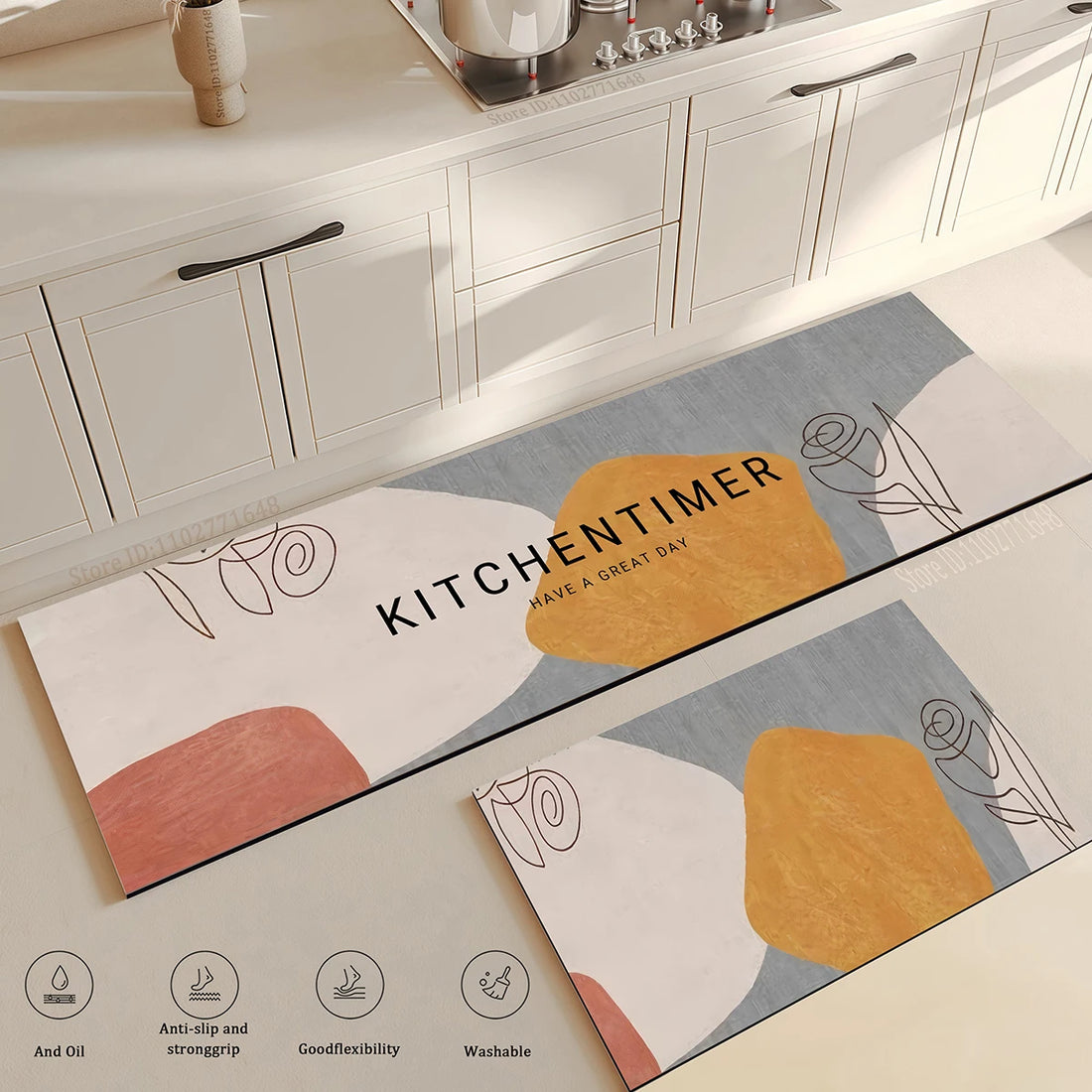 Soft Kitchen Simple Style Anti Fatigue Floor Mat  Non-Slip Absorbent Washable Carpet Long Large Bathroom Entrance Quality Rug