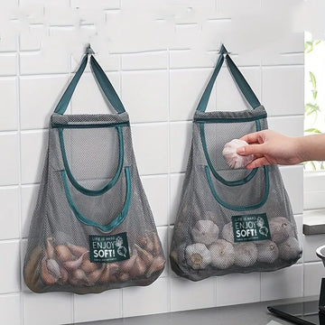 Reusable Kitchen Hanging Lazy Corner Mesh Bag Home Fruit and Vegetable Net Bag for Ginger Garlic Potatoes Onions Storage Baskets