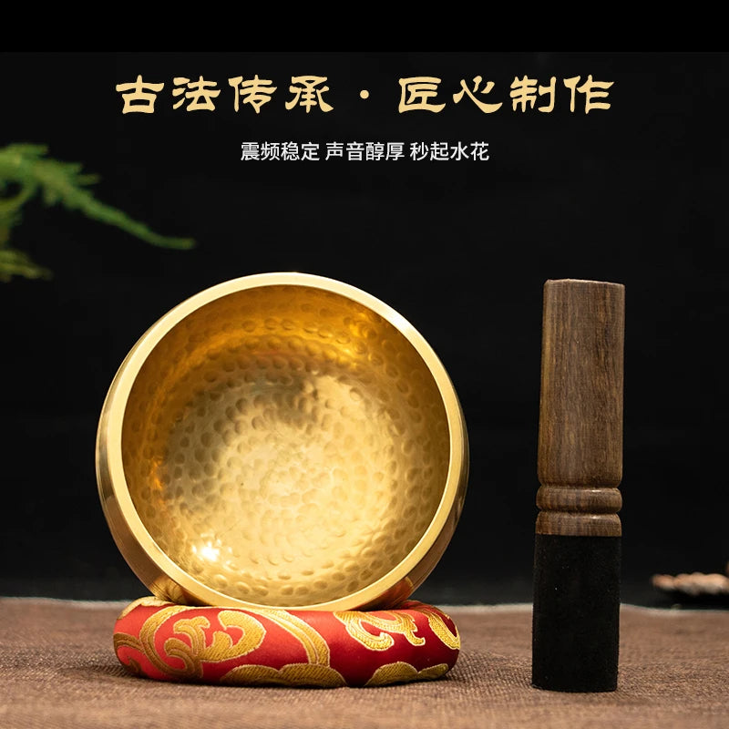 Nepal Handmade Buddha Sound Bowl Yoga Meditation Chanting Singing Bowl Brass Chime Handicraft Music Therapy