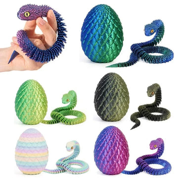 3D Printed Snake with Egg Joint Mobility Simulate Snake Ornament Desktop Home Animal Decoration Kids Desktop accessories