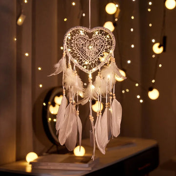 Valentine Bohemian Dream Catcher Handcrafted Wall Hanging Feather Wind Chime Pendant Perfect Gift for Spiritual & Boho Lovers