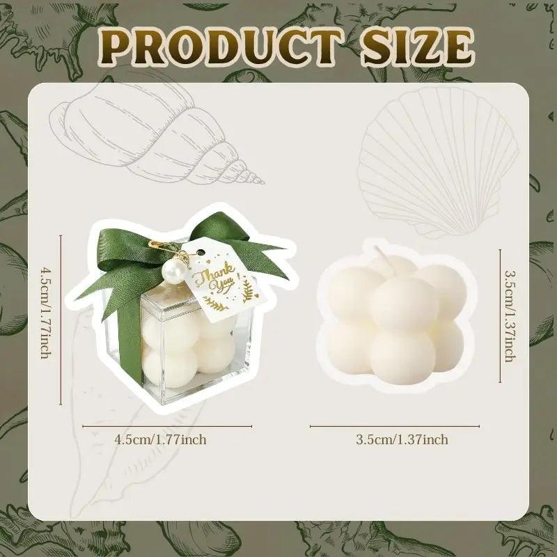 10/20sets Bubble Candle Set with Ribbon and Pearl Charms for Bridal Showers, Baby Showers, Table Decorations and Event Favors