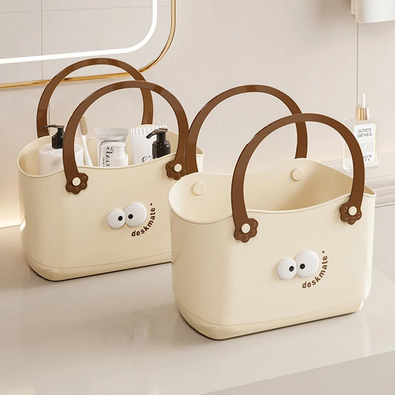 Portable Shower Basket Plastic Carton Bathing Shower Gel Towel Storage Basket With Handles Drain Net Bathroom Sundries Organizer
